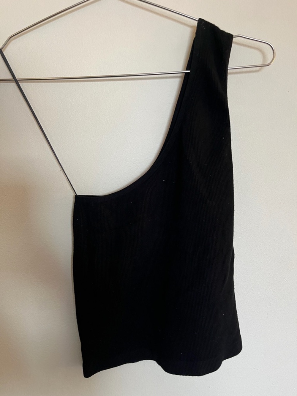 Essentials Black One-Shoulder Ribbed Tank Dress